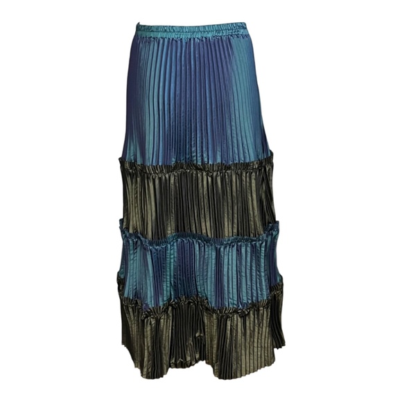 Donna Vinci 2pc Iridescent Green & Blue Church Suit Maxi Skirt Jacket Set Size 8 - Picture 6 of 9